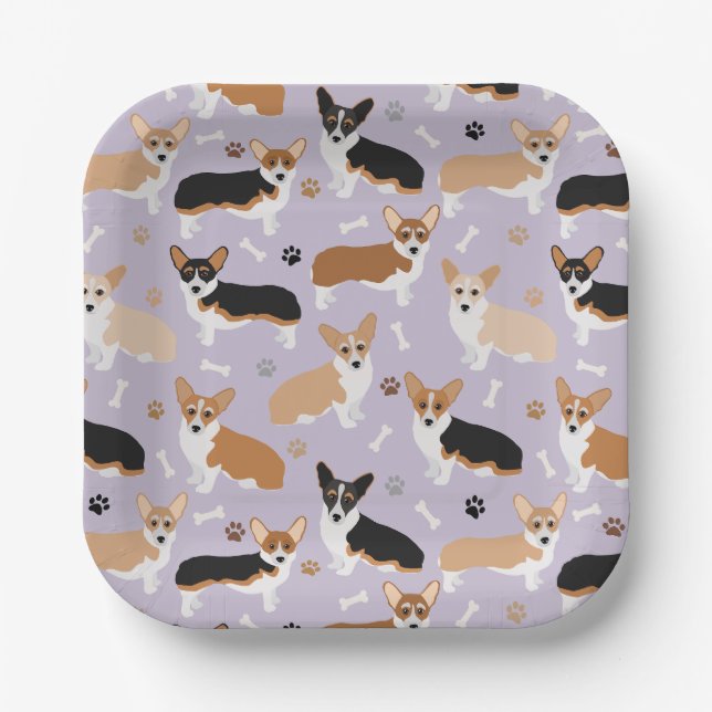 Corgi Dog Paws and Bones Paper Teller (Vorderseite)