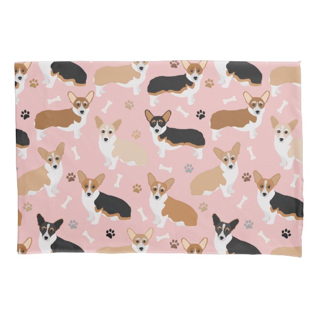 Corgi Dog Paws and Bones Pillow Case Kissenbezug (Vorderseite)