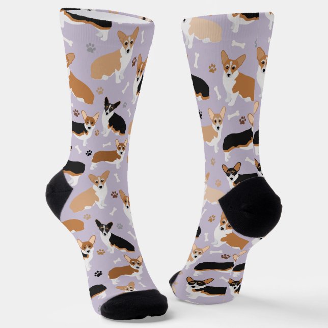 Corgi Dog Paws and Bones Socks Socken (Gewinkelt)