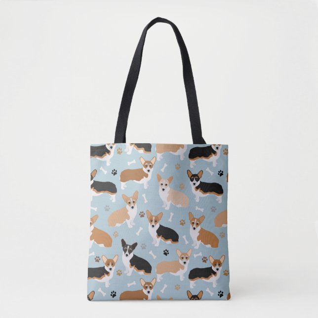 Corgi Dog Paws and Bones Tasche (Vorderseite)