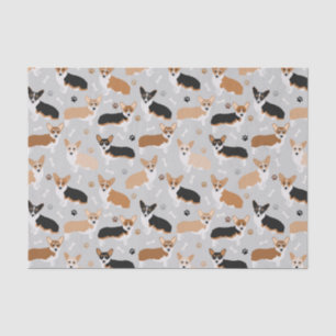 Corgi Dog Paws and Bones Tissue Seidenpapier