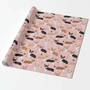 Corgi Dog Pfoten und Knochen Wrapping Paper Geschenkpapier