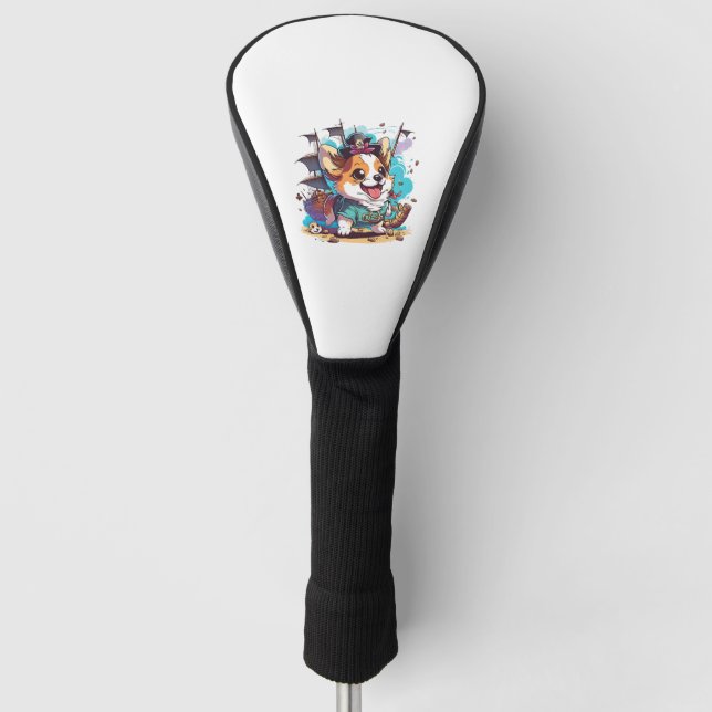 Corgi Dog Pirate Golf Headcover (Vorderseite)