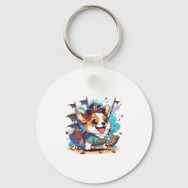 Corgi Dog Pirate Schlüsselanhänger (Vorderseite)