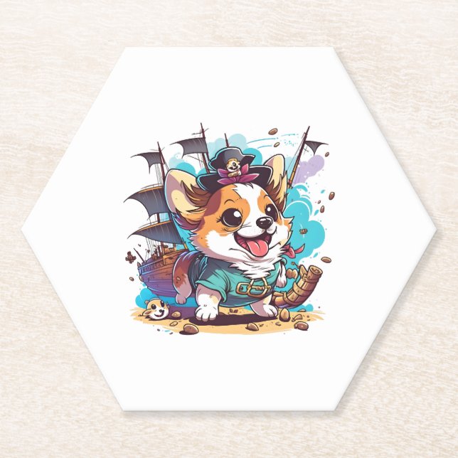 Corgi Dog Pirate Untersetzer (Vorderseite)