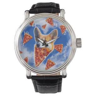 Corgi Dog Pizza essen Armbanduhr
