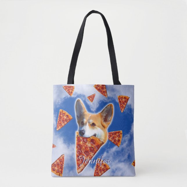 Corgi Dog Pizza essen Tasche (Vorderseite)