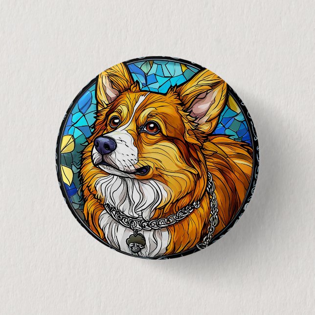 Corgi Dog Portrait Button (Vorderseite)