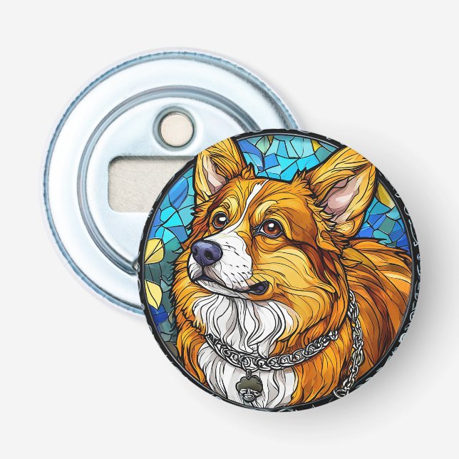 Corgi Dog Portrait Flaschenöffner (Vorderseite)