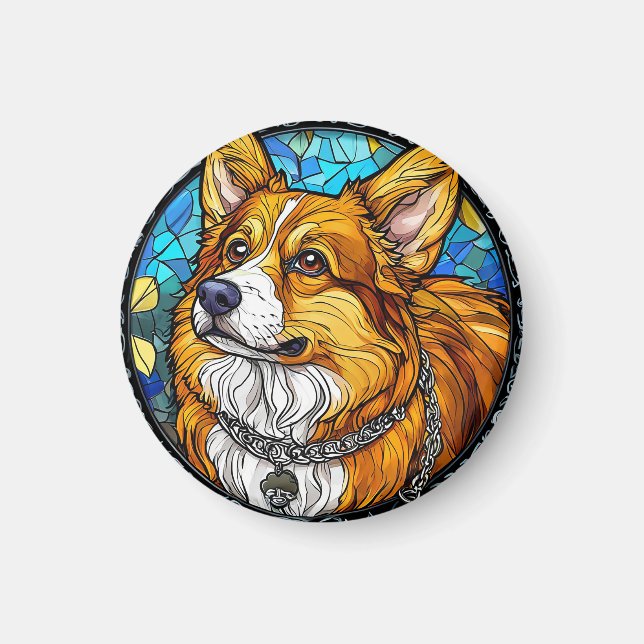 Corgi Dog Portrait Magnet (Vorne)