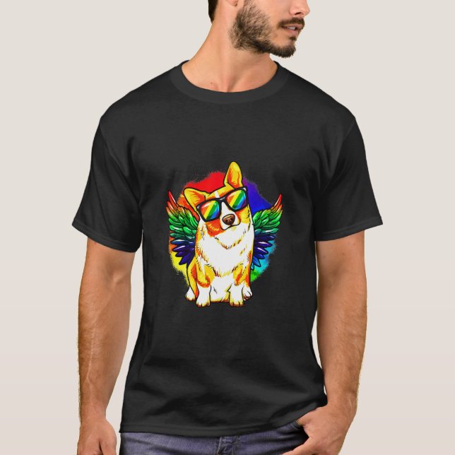 Corgi Dog Rainbow Pride T-Shirt (Vorderseite)