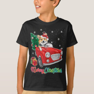 Corgi Dog Red Truck Weihnachten Pajama T-Shirt