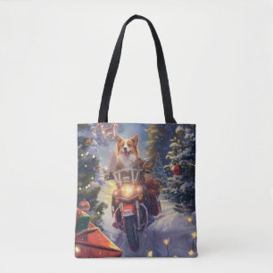Corgi Dog Riding Motorrad Weihnachten Tasche