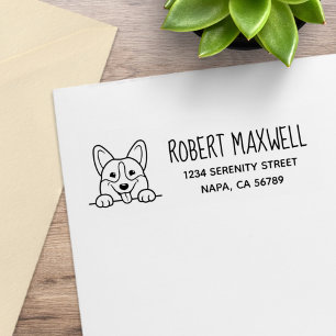 Corgi Dog Rücksendeadresse Gummistempel