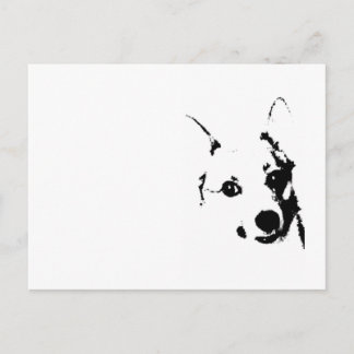 Corgi Dog Schwarz-Weiß-Tintenzeichnung Postkarte