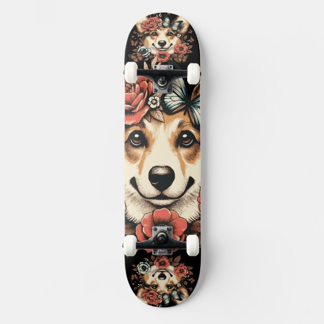 Corgi Dog Skateboard (Vorderseite)