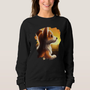 Corgi Dog Sunset Vintag Retro Corgis Hunde 1 Sweatshirt