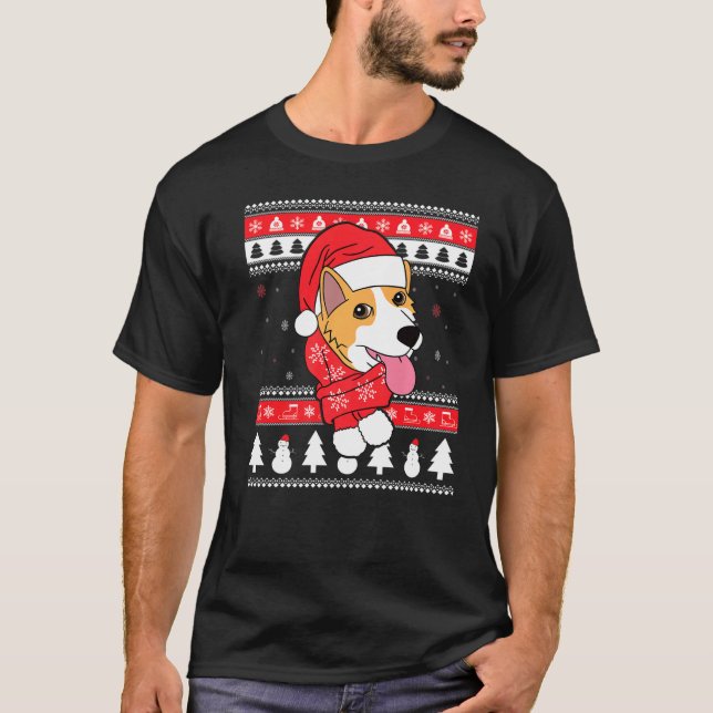 Corgi Dog Ugly Christmas T-Shirt (Vorderseite)