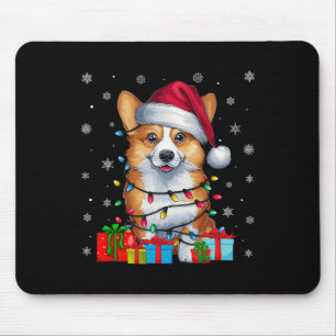 Corgi Dog Ugly Xmas Lights Weihnachtsmannmütze Cor Mousepad