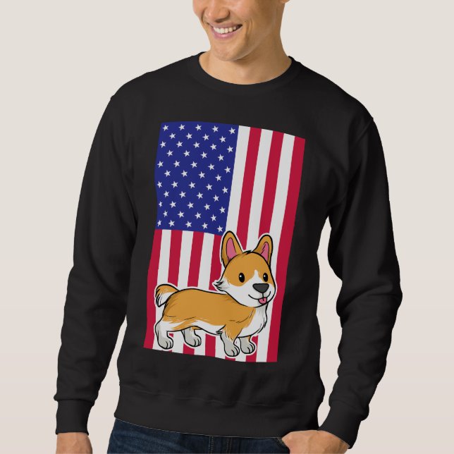 Corgi Dog Usa Flag Sweatshirt (Vorderseite)