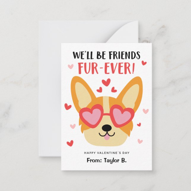 Corgi Dog Valentine's Day Cards für Kinder Mitteilungskarte (Vorderseite)