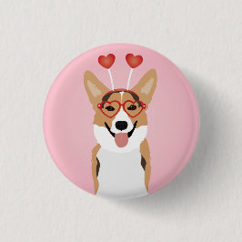 Corgi Dog Valentinstag Button