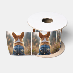 Corgi Dog Wearing Denim Shorts Satinband