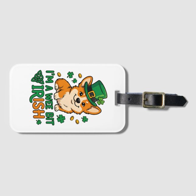 Corgi Dog "Wee Bit Irish" Funny St. Patrick's Day  Gepäckanhänger (Vorderseite (Horizontal))