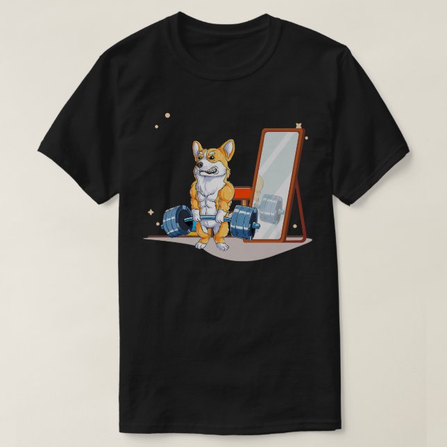 Corgi Dog Weightlift Fitness Gym-4 T-Shirt (Design vorne)