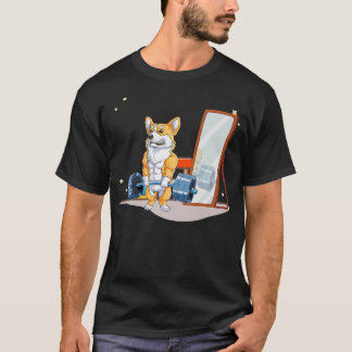 Corgi Dog Weightlift Fitness Gym-4 T-Shirt
