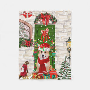 Corgi Dog Weihnachten Fleecedecke