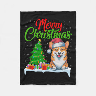 Corgi Dog Weihnachtsbaum Lichter Funny Xmas Corgi Fleecedecke