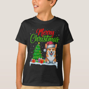 Corgi Dog Weihnachtsbaum Lichter Funny Xmas Corgi T-Shirt
