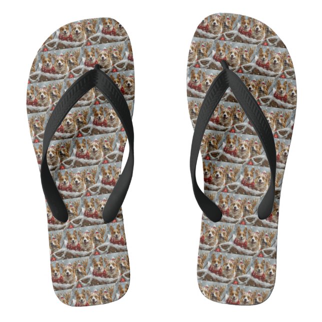 Corgi Dog Weihnachtsfest Flip Flops (Fußbett)