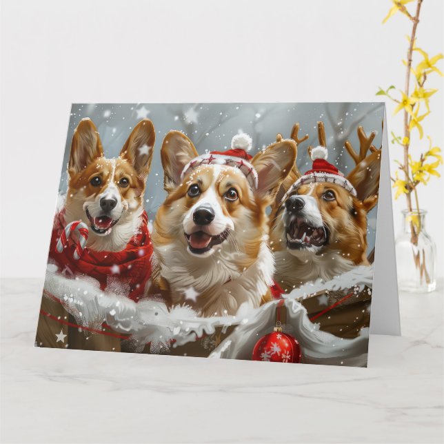 Corgi Dog Weihnachtsfest Karte (Gelbe Blume)