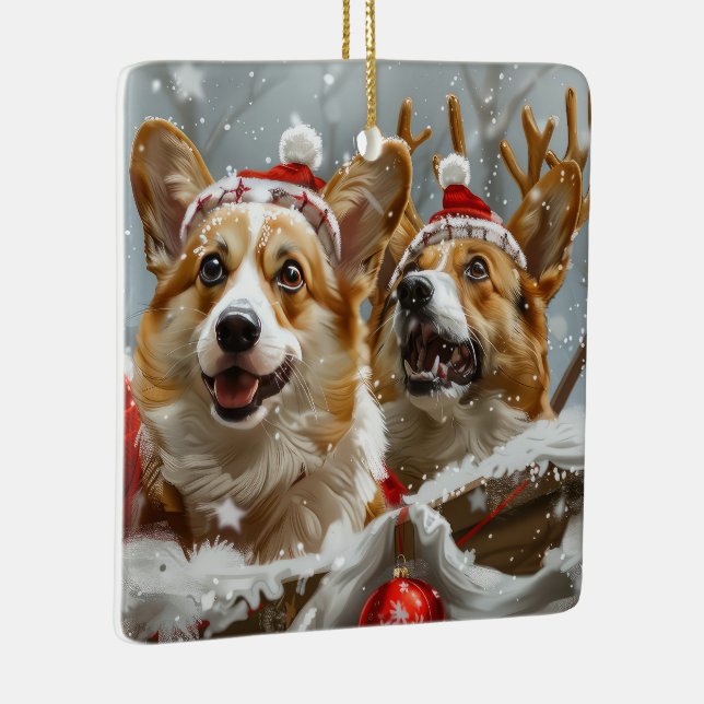 Corgi Dog Weihnachtsfest Keramikornament (Rechts)