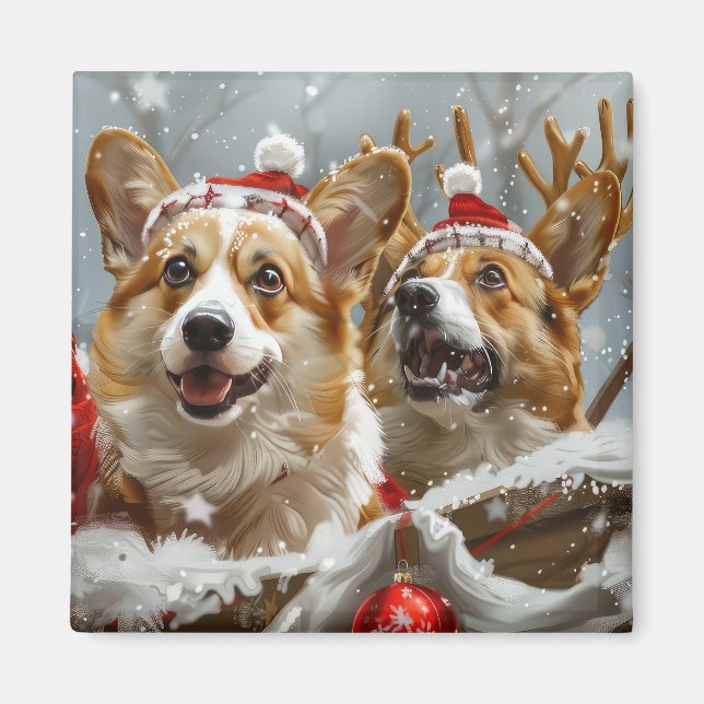 Corgi Dog Weihnachtsfest Magnet (Vorne)