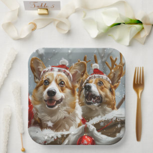 Corgi Dog Weihnachtsfest Pappteller
