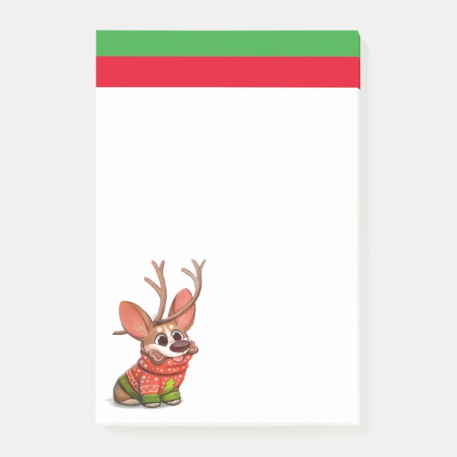 Corgi Dog Weihnachtshinweise Post-it Klebezettel (Vorderseite)