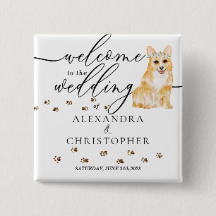 Corgi Dog Willkommen bei der Hochzeitsfeier Süsse Button