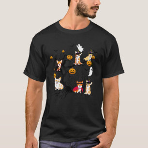 Corgi Dog Witch Scary Tree Halloween Costume Dog L T-Shirt
