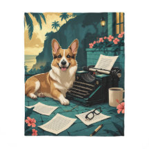 Corgi Dog with glossy fur and a gentleman vintage 
