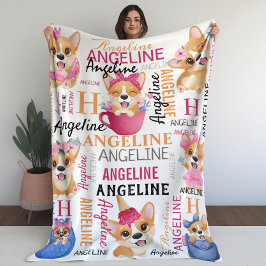 Corgi Dogs Personalisiert Name Collage Fleecedecke