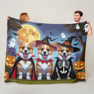 Corgi Dogs Pumpkin Halloween Funny Fleecedecke