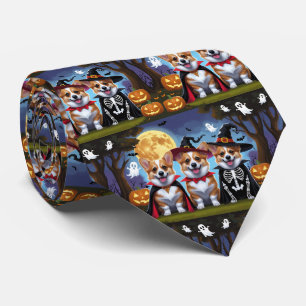 Corgi Dogs Pumpkin Halloween Funny Krawatte