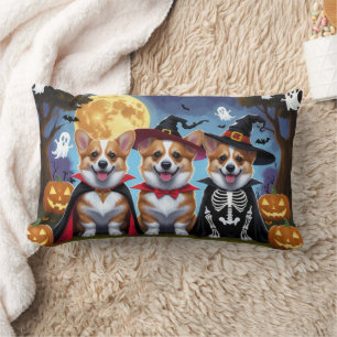 Corgi Dogs Pumpkin Halloween Funny Lendenkissen