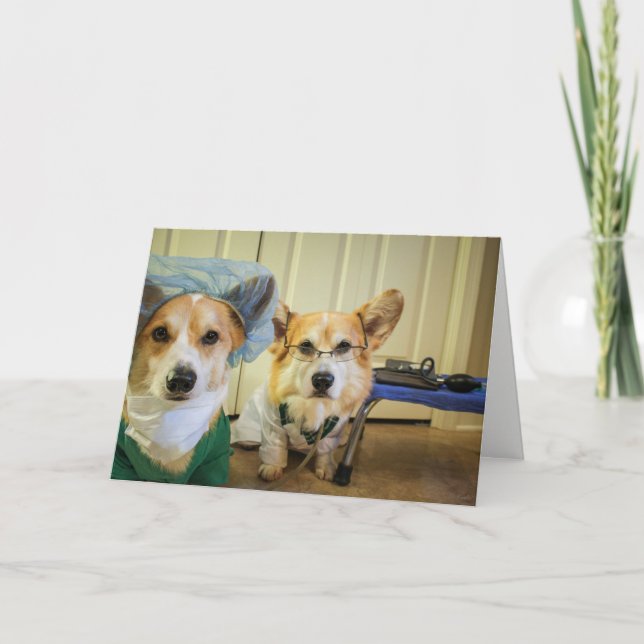 Corgi-Dr. und Krankenschwester-Erholung und Gefühl Karte (Vorderseite)