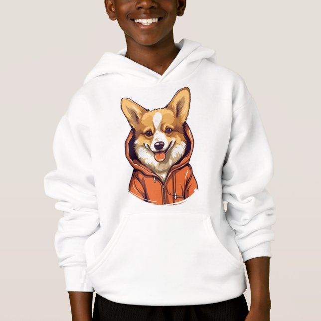 Corgi Drôle Portant un Sweat à Capuche (Devant)