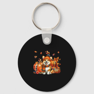 Corgi Erntedankfest Leopard Kürbisse Herbstblätter Schlüsselanhänger