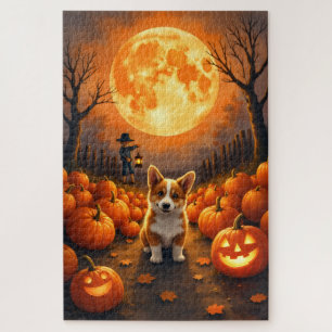 Corgi Erntmond-Halloween-Kunstwerk